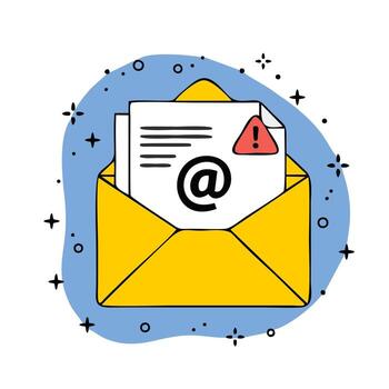 Doodle Style Open Envelope Email Error Message Notification Illustration vector