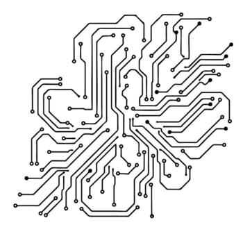 Simple Outline Circuit Board Connection Diagram Element Technology Design vector