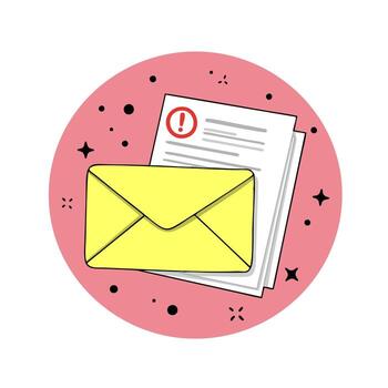 Handdrawn Notification Alert Detail Mail with Document Paper Circle Icon vector