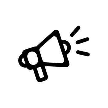 Simple hand drawn icon of a megaphone announcing with sound waves vector