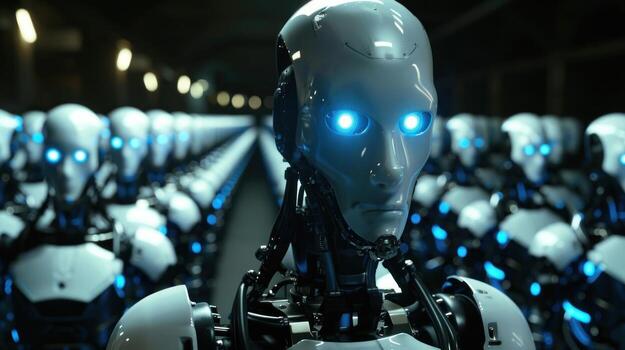 Humanoid robots and artificial intelligence in advanced technology photo