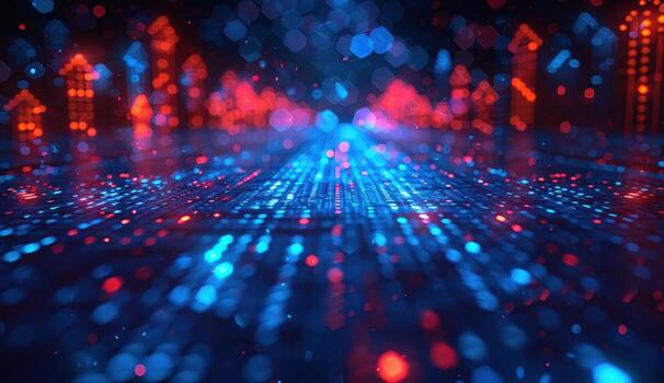 Abstract technology network data flow with arrows photo