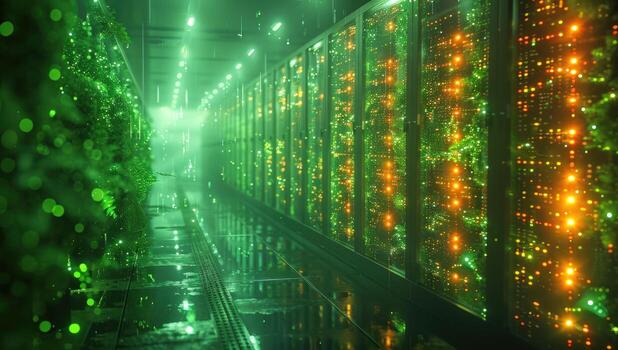 Data center server racks for cloud computing and information storage photo