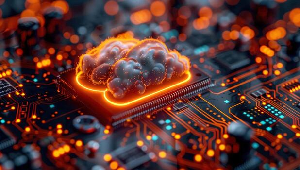 nube informática en pastilla alto tecnología artificial inteligencia convergencia foto