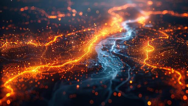 Abstract tech network interconnected system data flow and communication lines photo