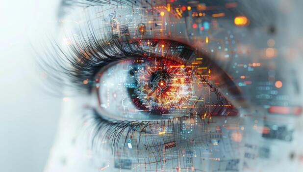 Technological eye digital integration artificial intelligence concept photo
