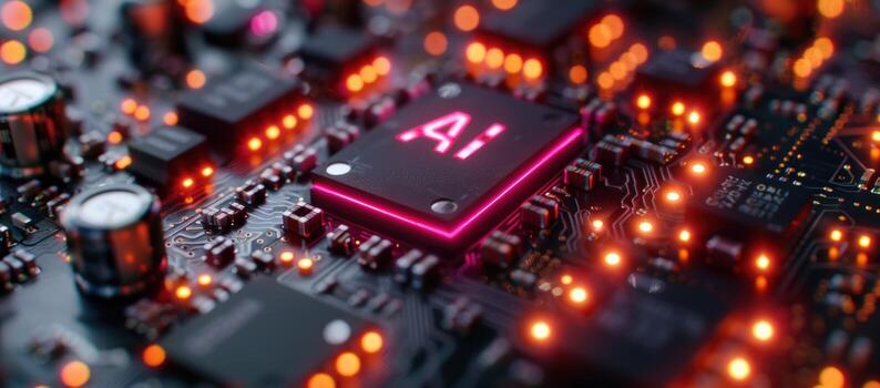 Artificial intelligence computer circuit board technology microchip system photo