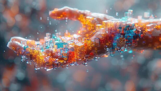 Abstract digital hand network connection and artificial intelligence concept photo