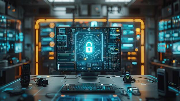 la seguridad cibernética tecnología datos cifrado y digital proteccion foto