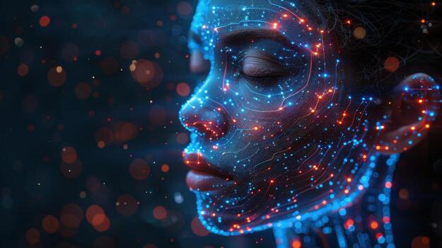 Artificial intelligence face connection network technology future innovation photo