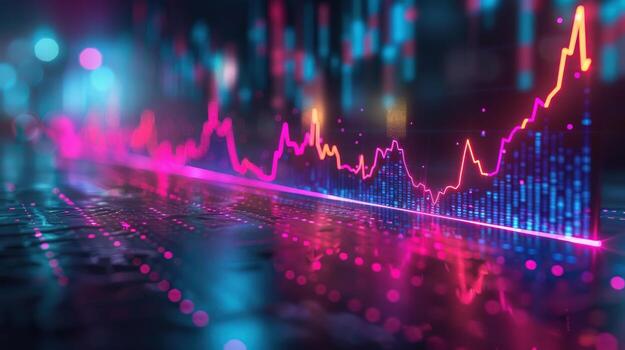 Dynamic data visualization neon lines digital graph chart photo