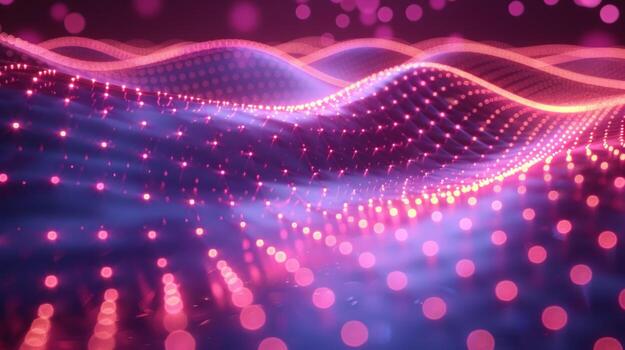 Abstract network connection visualization with glowing light pink and blue data points photo