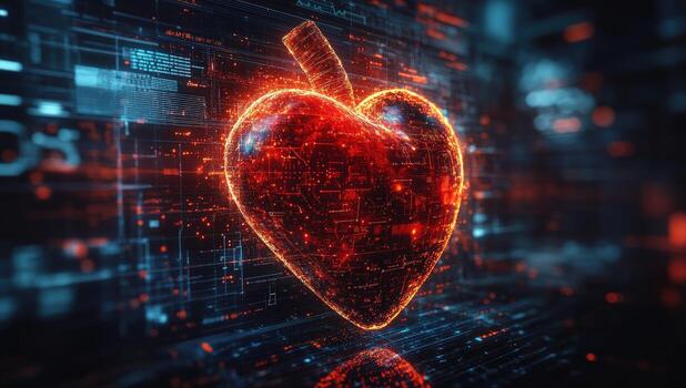 digital corazón datos fluido mediante tecnológico circuito red foto