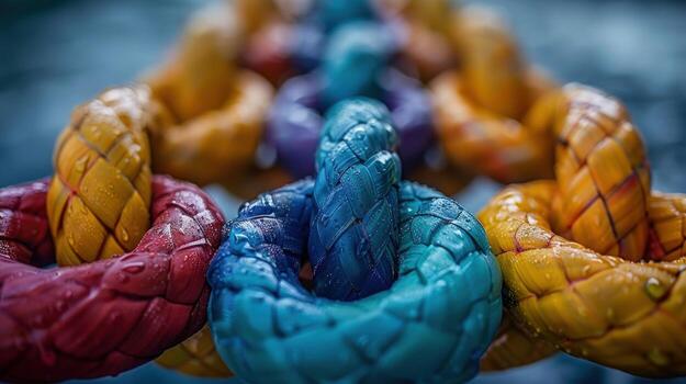 Connected colorful links in macro view detailed textured abstract background photo