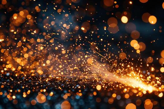 Dynamic light streaks with bokeh effect on dark background for abstract design photo