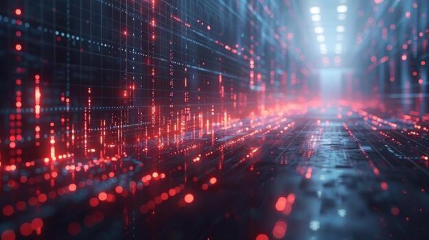 Abstract technology background with glowing data streams futuristic digital network photo