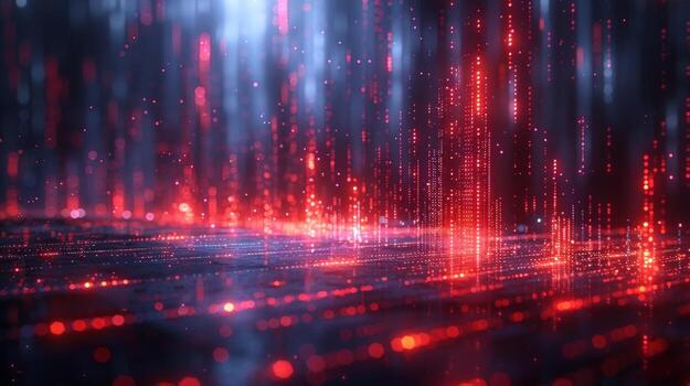 Abstract data streams visualization in red and blue digital technology concept photo