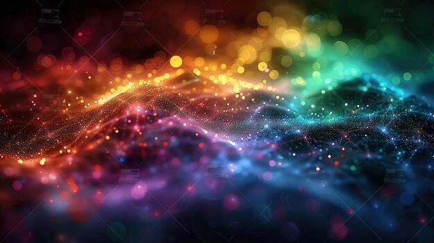 Abstract colorful network background with interconnected dots and lines photo