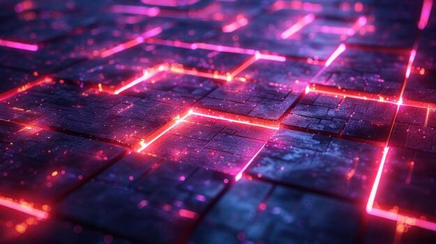 Futuristic grid pattern glowing lines abstract technological background photo