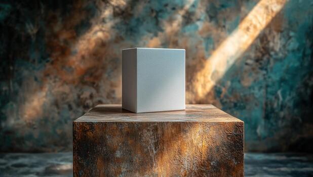 cubo en rústico pedestal resumen texturizado antecedentes foto