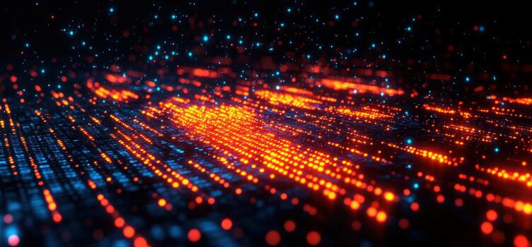 Abstract digital data network stream visualization photo