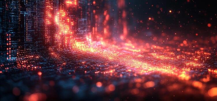 Abstract digital data stream network artificial intelligence background photo