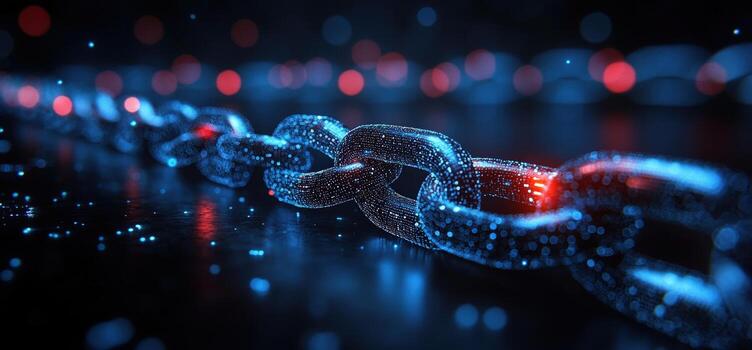 Abstract digital chain connection network security technology photo