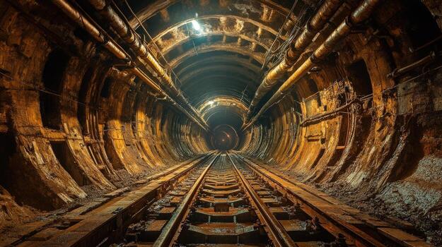 subterráneo ferrocarril túnel con paralelo pistas arquitectura foto