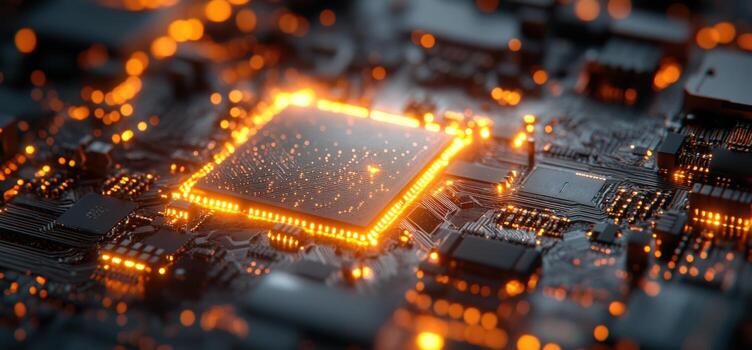 Computer chip architecture digital processing unit technology concept photo