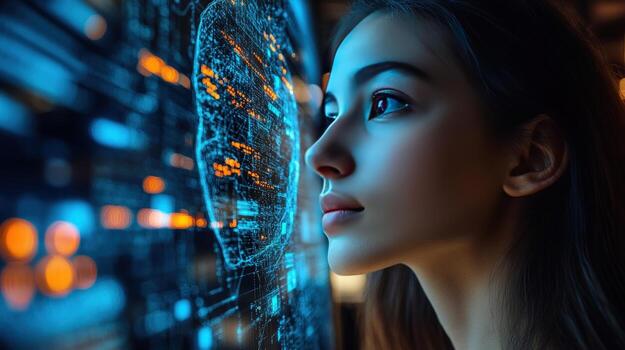 datos visualización en pantalla artificial inteligencia y tecnología foto