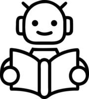 mínimo línea icono de ai robot participación libro moderno Arte símbolo para artificial inteligencia aprendizaje y educación diseño vector