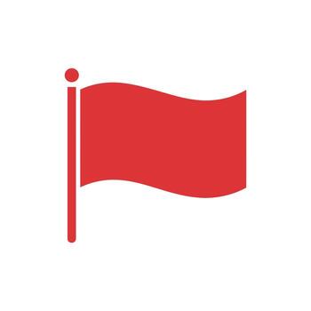 Red flag icon isolated on white background representing symbol, sign, signal and warning vector