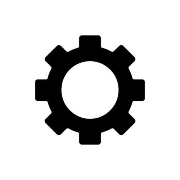negro engranaje icono en blanco antecedentes representando ajustes y configuración opciones para software vector