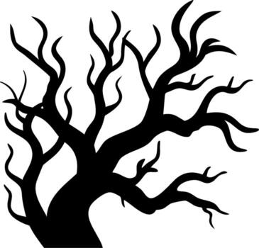 Silhouette of a bare tree with many branches isolated on white background vector