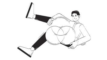 dados analista apresentando Venn diagrama mão desenhado quadro branco esboço animação. dados visualização. fechar Veja às gráfico. analítico pensando animado desenhado à mão conceito lápis desenhando 4k video