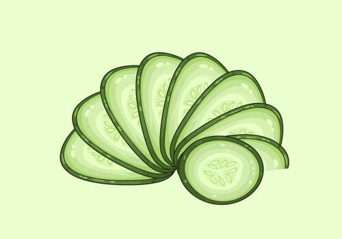 Cartoon Slices of Cucumber in Fan Shape vector