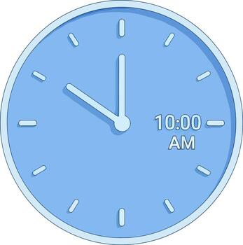 azul término análogo reloj con un sencillo diseño y un digital monitor demostración 10 soy. vector