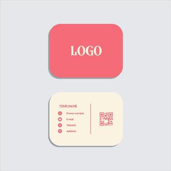 rosado negocio tarjeta con qr código con frente y espalda vector