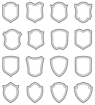 Collection of Shield Emblems Blank Coat of Arms Templates in Outlines vector