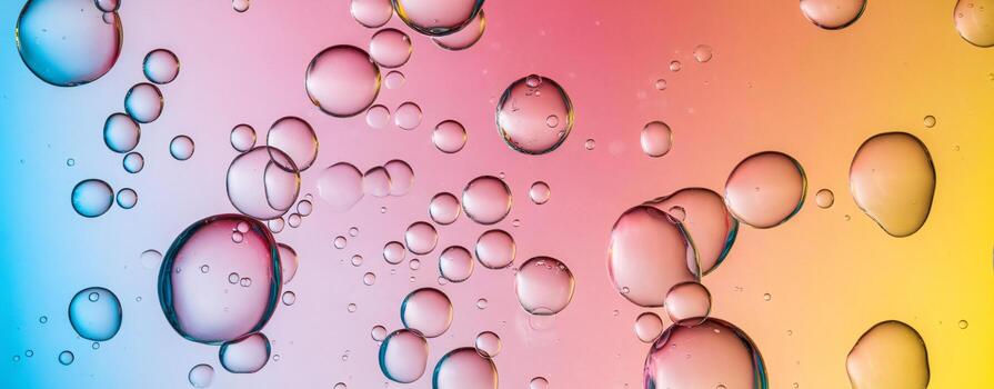 Colorful bubbles floating against a vibrant gradient background, creating a dreamy and playful atmosphere. photo