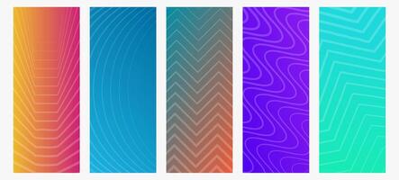 conjunto de moderno degradado antecedentes con líneas. encabezamiento bandera. brillante geométrico moderno resumen presentación telones de fondo ilustración vector
