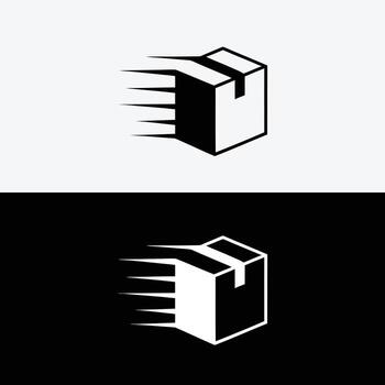 Express delivery service logo design for fast shipping and package transport with speed effect icon vector