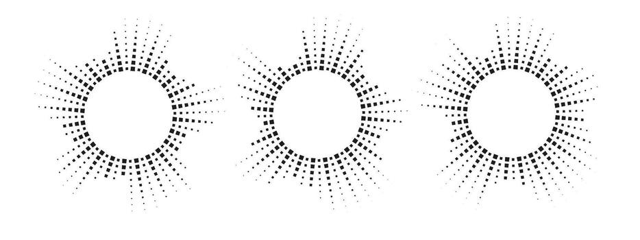 colección de circular audio formas de onda hecho de segmentario vigas resumen radial sonido visualización, ideal para música, voz, o frecuencia diseño elementos . vector