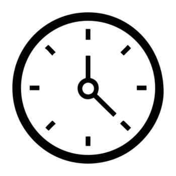 illustration of a wall clock icon with hour, minute, and second hands, ideal for representing time, business, or alarm concepts vector