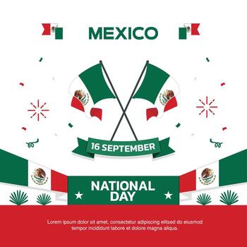 viva mexico Independence Day design, 16 september design element box template with flag and at the bottom on background, mexico map and flag vector