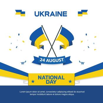 Ukraine Independence Day design, August 24th design element box template with flag and at the bottom on green background, Ukraine map and flag vector