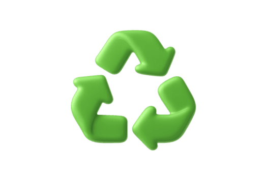 3d verde reciclaje símbolo con Tres curvo flechas formando continuo ciclo patrón, aislado en un transparente antecedentes png