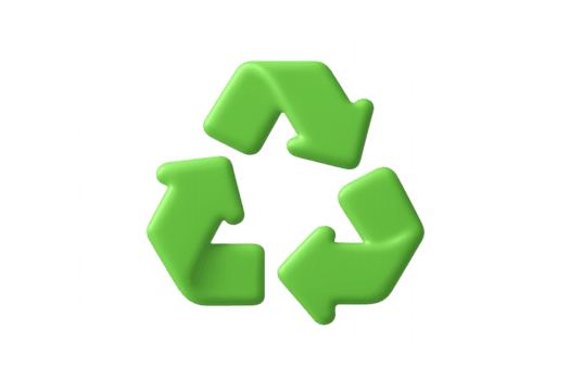 3d grön återvinning symbol med tre böjd pilar formning kontinuerlig slinga, isolerat på en transparent bakgrund png