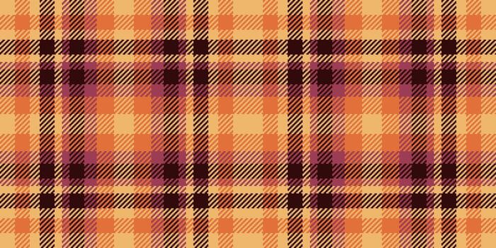 Cozy plaid pattern with warm orange and brown hues. Classic and versatile textile design. Ideal for backgrounds, apparel, and design projects. vector
