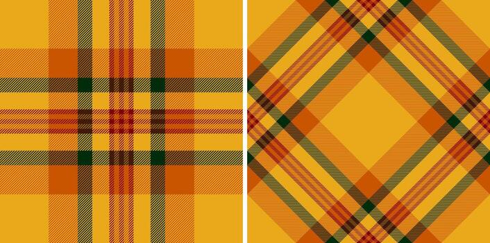 Check seamless pattern of texture plaid with a fabric tartan textile background. Set in fall colors. Messy stripe patterns in clothing. vector